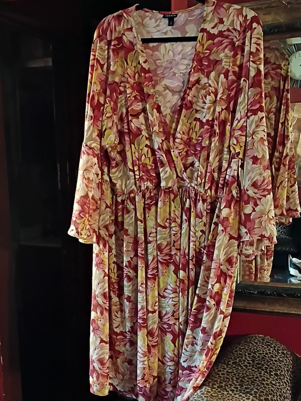 Torrid Red & Cream Floral Wrap Dress